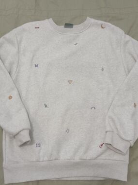 Mojo Provo The Taylor Gray Crewneck Sweatshirt Embroidered Symbols Large